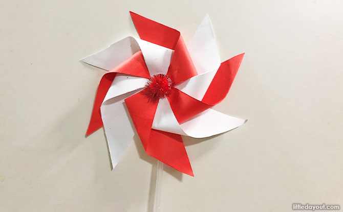 How To Make A Red And White Pinwheel For National Day - Little Day Out
