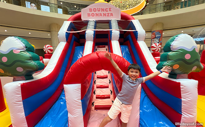 candy-striped, five-metre-tall slide