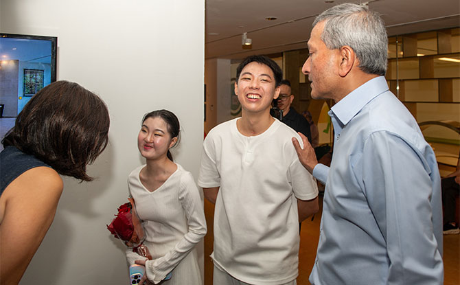 Sherri and her dance partner, Keanan Lim and Dr Vivian Balakrishnan at the launch of Project Dreamcatchers 2024