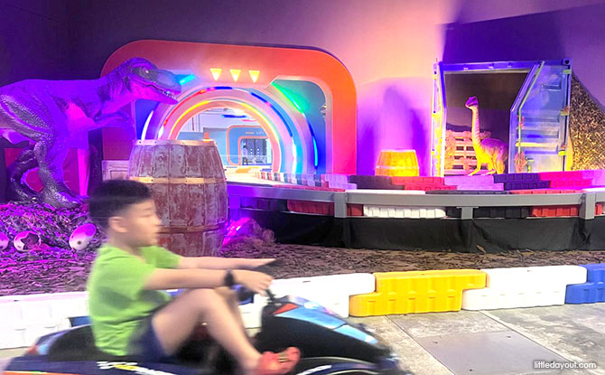 Indoor Kids Go-karting Circuit With Dinosaurs & Egyptian Theming