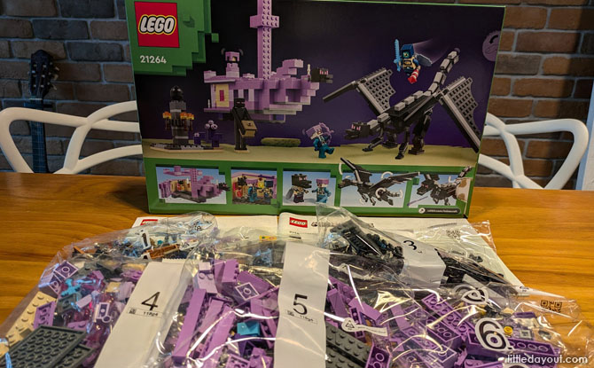 bags and manuals from LEGO 21264 The Ender Dragon and End Ship 