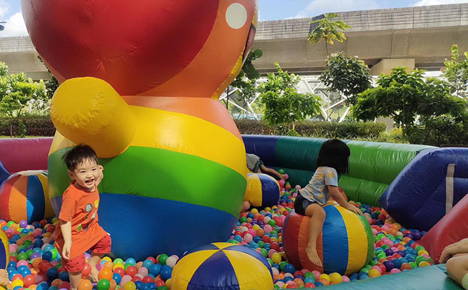 Inflatable Bubble Igloo and Santa Bouncy Castle