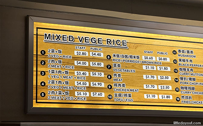 Food stall prices