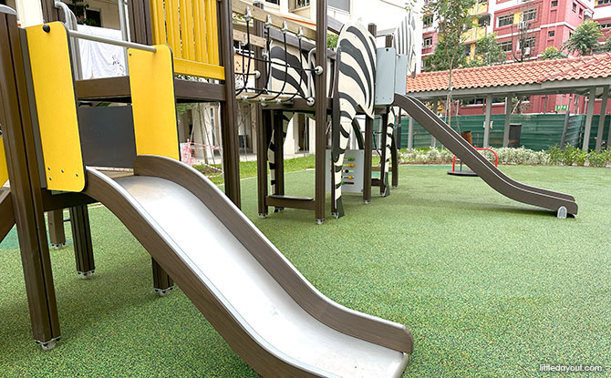 Slides at the Zebra Playground