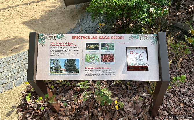 Saga seeds information board at COMO Adventure Grove