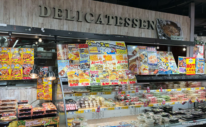 delicatessen and fast meals section at Don Don Donki Jem