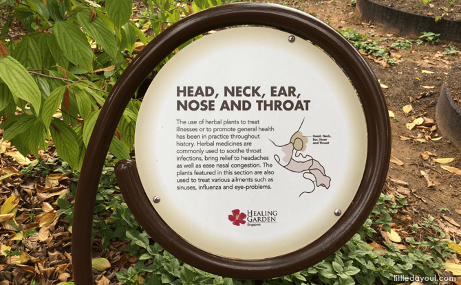 Signboard at Healing Garden at Singapore Botanic Gardens