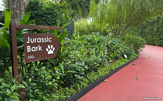 Sign to Jurassic Bark at Changi Airport