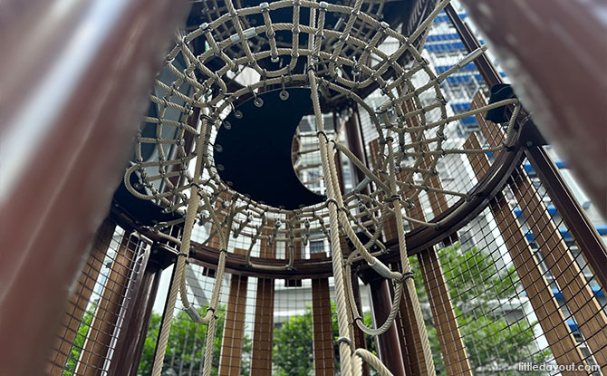 Getting up the treehouse playground at Kallang Breeze