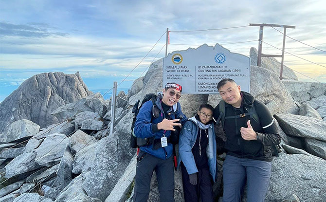 At the summit of Mount Kinabalu