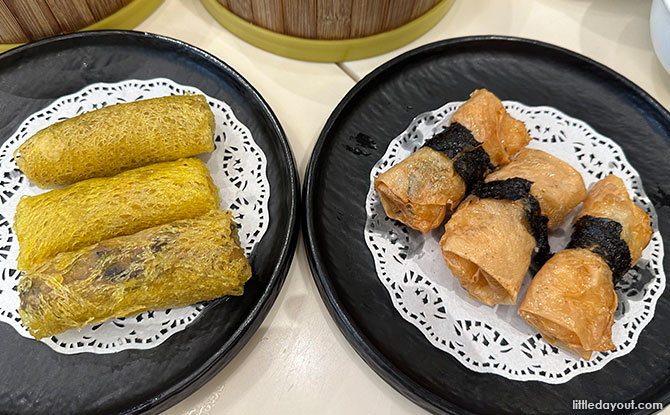 Deep-fried Bean Skin Roll with Prawn and Seaweed