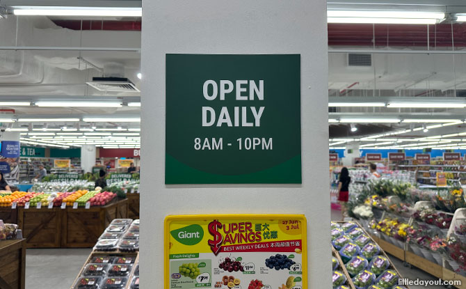 Opening hours of Giant supermarket at Plantation Plaza