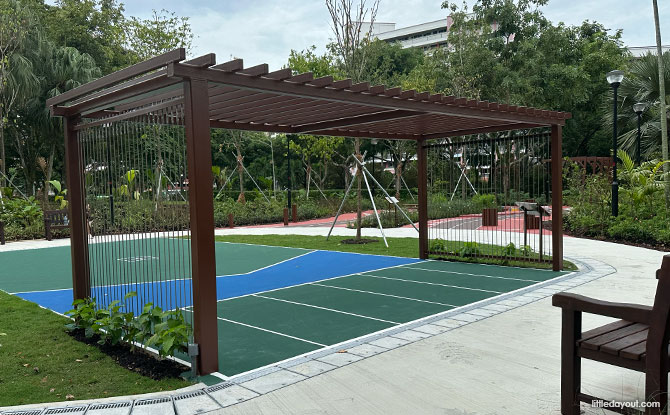 Outdoor boccia court