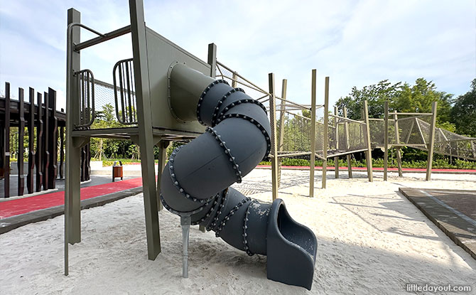 Slides at the Rivervale Shoes Playground in Sengkang