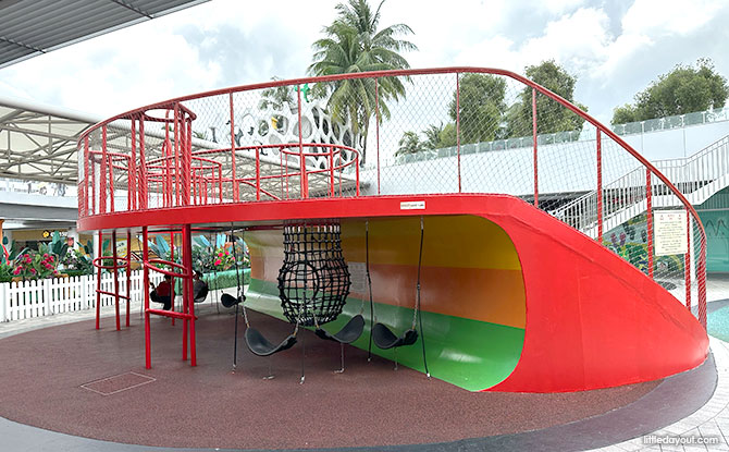 Red play structure at the VivoCity Playground